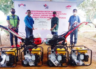 YDBA Serahkan Kultivator dan Pompa Air untuk Petani Berkat Saraba Kawa Kultivator untuk pembajakan tanah dan pompa air untuk mengalirkan air dari sungai ke lahan petani.